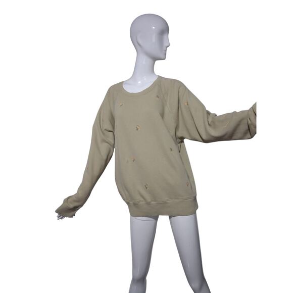Aerie Floral Embroidered Women's size Medium Oversized Academia Prep Sweatshirt - Picture 1 of 9